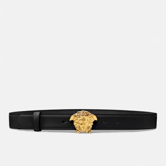 Versace Accessories - Versace Black Belt with Gold Medusa Buckle